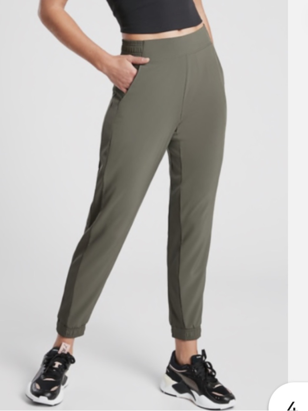 Athleta Brooklyn Olive Green High-Rise Joggers